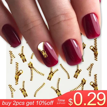 

1sheets Gold Zipper 3d Designs Nail Art Stickers Decals Manicure Decor Tools DIY Nail Art Tips Fashion Accessories LAXF6021