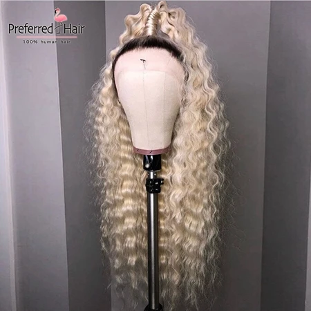 Предпочитаемый 613 парик на кружеве с детскими волосами remy волосы бразильские предварительно выщипанные кудрявые человеческие волосы парик Омбре красные парики для черных женщин - Цвет: T1B/613