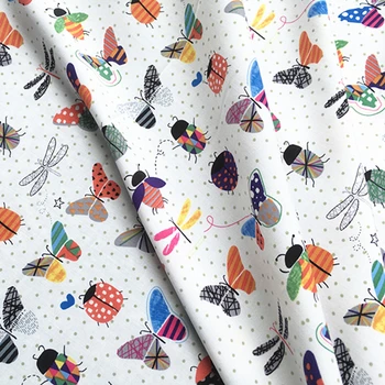 

2020 new insects pattern cotton fabric skin-friendly artificial cotton fabric cute and breathable clothing fabric