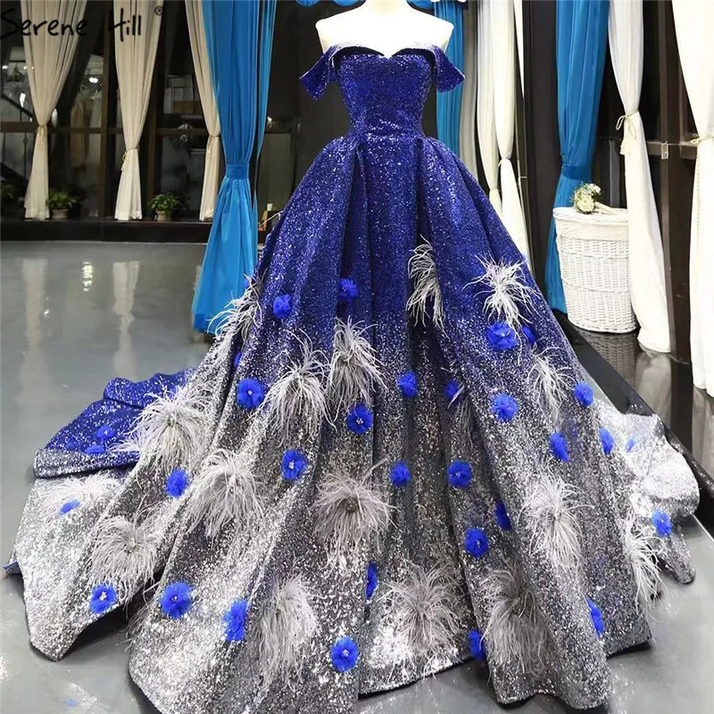 black bridesmaid dresses with white sash Royal Blue Satin Prom Dress with Sequin Lace Corset and Slit – SS042 –  Viniodress main image 1