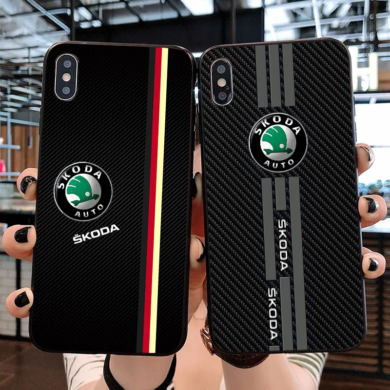 Автомобильный чехол для iPhone 11 Pro 10 X XS Max XR 5 5S SE 6 6S 7 8 Plus SKODA samsung Galaxy S10E Note 8 9 10 S8 S9 S10 Plus