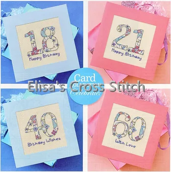 

CD323 14ct DIY Greeting Card Art Popular Full Set CrossStitch Greeting Card Birthday Christmas Gift Beauty wine Number