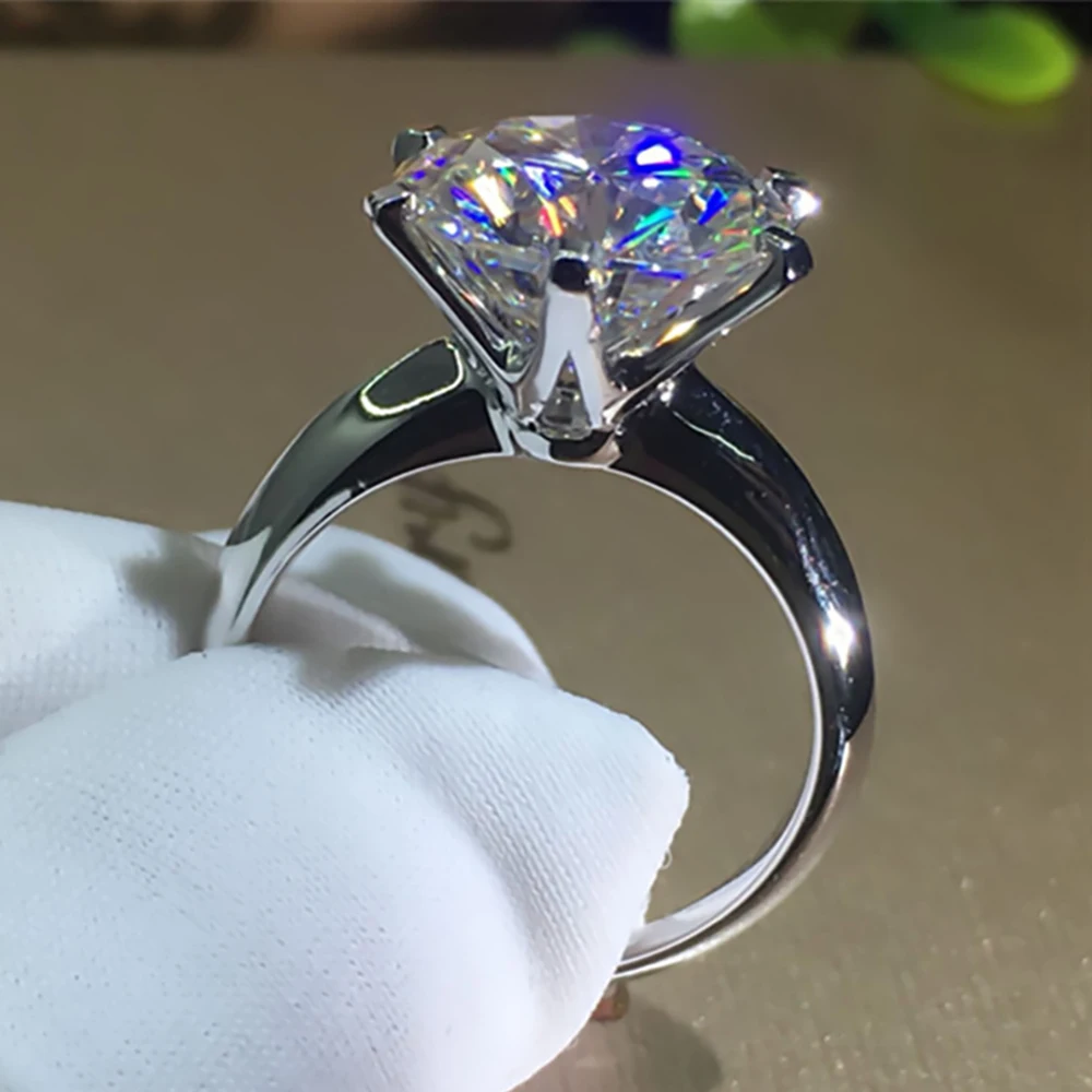 

18K 757 White Gold Ring Women Wedding Anniversary Engagement Party Ring Round Moissanite Diamond Elegant Romantic Trendy Classic