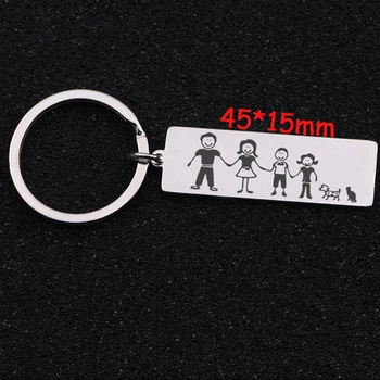 

Stick Family Stick Figures Keychain For Family Member Gift Hand Stamped Jewelry Family Exclusive Key Ring Tag Charm Holder