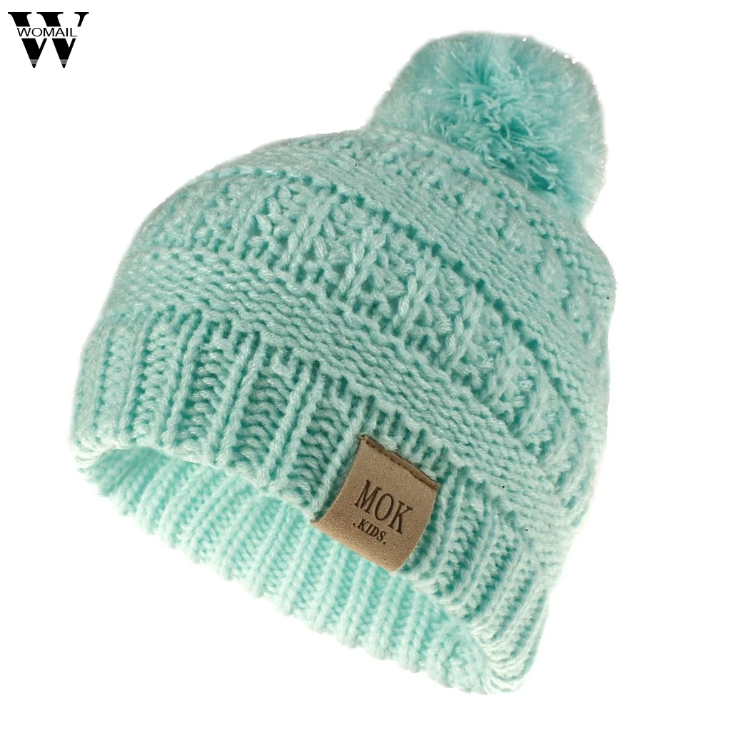 Womail Cute Beanie Cap Toddler Girls Boys Child Hat Keep Warm Winter Casual Knitted Hat Wool Hairball Ski Hat 18 X 25CM