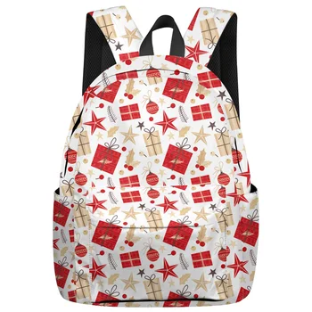 

Christmas-Themed Star Gift Box Backpack For Teenage Travel Bags School Bags Backpack Interior Key Chain Holder