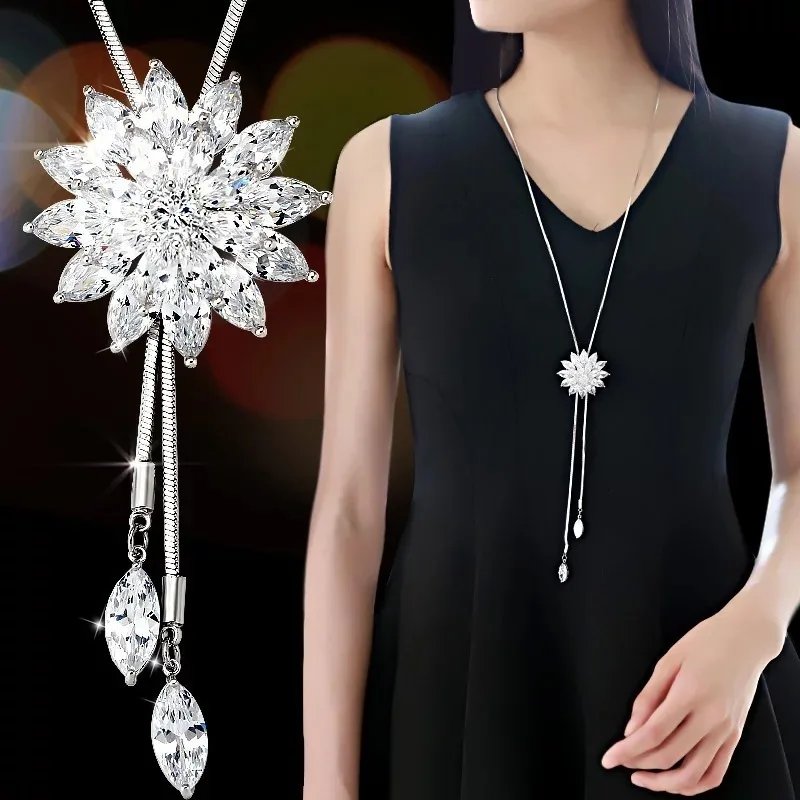 Длинные ожерелья для женщин Collier Femme модные ожерелья с искусственным жемчугом и кулонами свитер цепь воротник ювелирные изделия Mujer