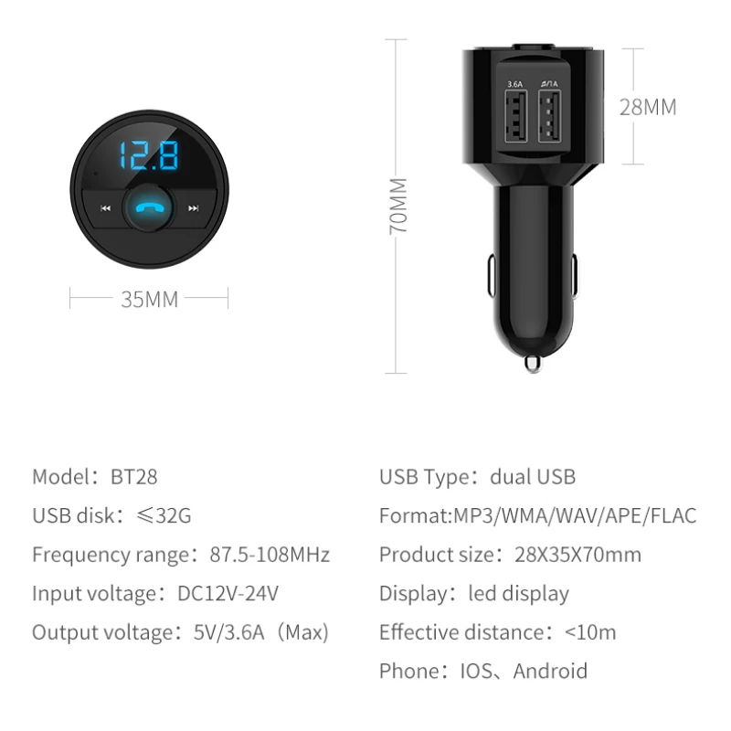3.6A быстрое USB зарядное устройство Bluetooth автомобильный комплект fm-передатчик модулятор аудио Музыка Mp3 плеер Телефон беспроводной громкой связи Carkit XZ-15