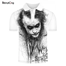 Новинка, мужская рубашка поло с объемным рисунком клоуна, забавная футболка поло с коротким рукавом, летняя качественная рубашка поло, мужские Топы И Футболки