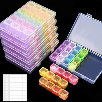 

28Girds 5D DIY Diamond Painting Tools Storage Box Rhinestone Container Box Diamond Painting Accessories Organizer Case