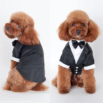 

Cute Pet Dog Cat Clothing Wedding Party Suit Tuxedo Bow Tie Puppy Clothes Coat