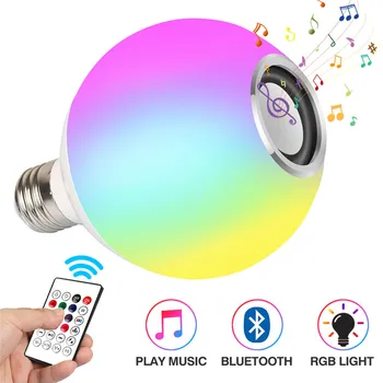 

smart E27 RGB white Bluetooth speaker LED light bulb adjustable music light wireless LED light remote control birthday gift