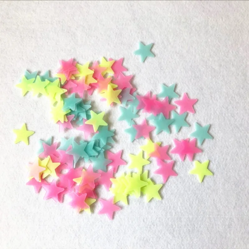 3cm three dimensional luminous star wall stickers fluorescent stars