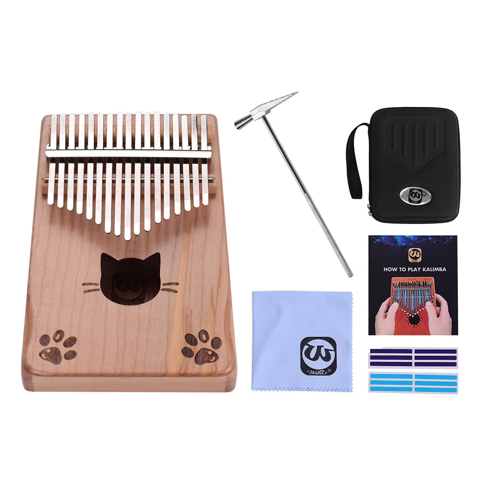 

Walter.t Portable 17-key Kalimba Thumb Piano Mbira Maple Wood with Carry Bag Tuning Hammer Cleaning Cloth Stickers Musical Gift