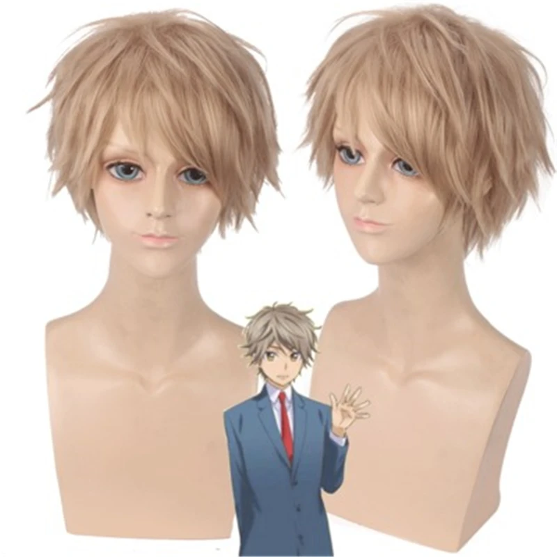 

Cosplay Kiss Him Not Me Yusuke Igarashi Nozomu Nanashima Hayato Shinomiya Asuma Mutsumi Men Wigs Short Yellow Wig