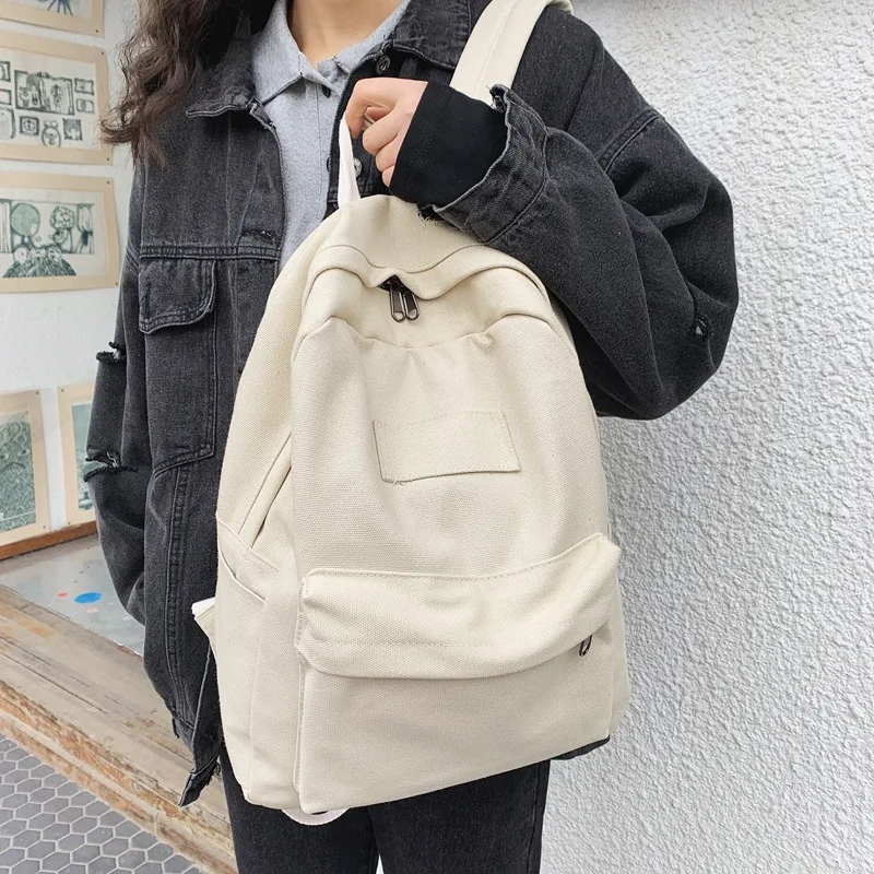 Canvas Women Backpack 2021 Casual Beige Black Blue Yellow Bag for Women  Large Backpacks Teenager Mochila Mujer Sac A Dos Femme - AliExpress Luggage  \u0026 Bags