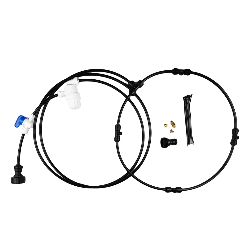 Fan Mist System With 4 Pcs Nozzles 1 Filter 1 Valve 6FT Mist Pipe 3FT Mist Ring For Ourdoor Patio Summer Cooling