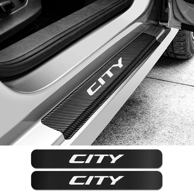 For Honda City 4PCS Car Door Plate Scuff Protection Door Step Decoration Sticker  Cover Carbon Fiber Decal Car Tuning Accessories - AliExpress