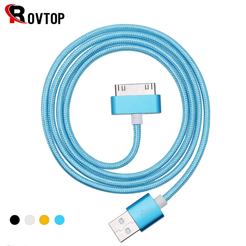 Rovtop 30 Pin USB кабель для IPhone 4S 4, металлический штекер, нейлоновая оплетка, кабель для зарядного устройства, 2А, шнур для быстрой зарядки и синхронизации данных для IPad 2