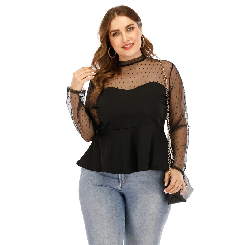 plus size black ruffle shirt