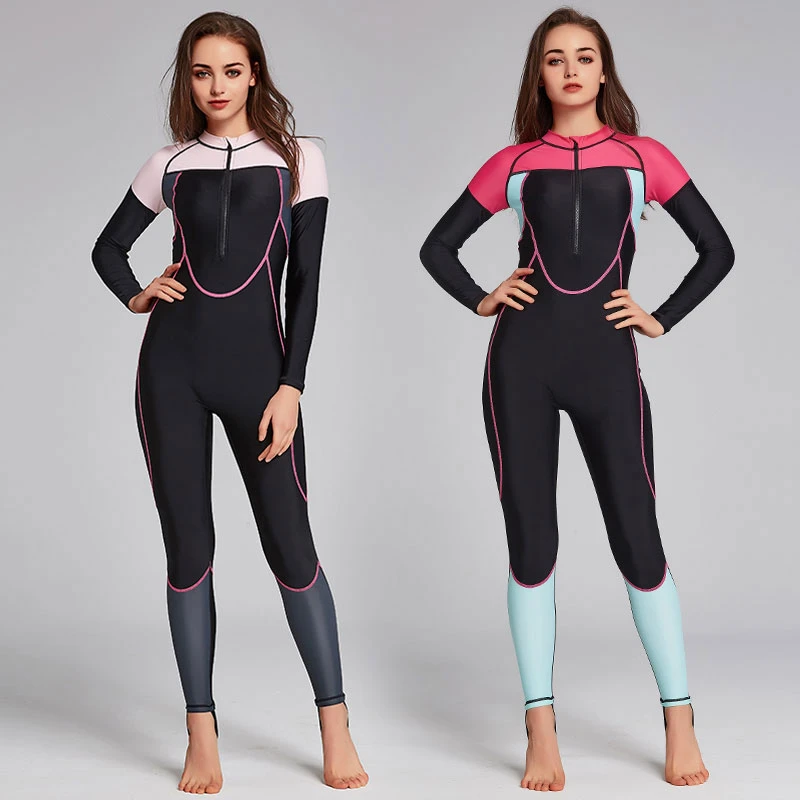 Women S One Piece Rash Guard Zip Front Full Body Swimsuit Wetsuit Sun Protection Long Sleeve Dive Skin For Surfing Snorkeling Rash Guard Aliexpress