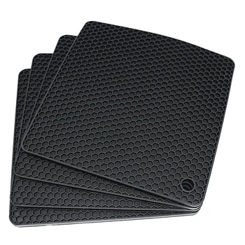 

HOT Silicone Pot Holder Mats - Hot Pads Spoon Rack, Multipurpose for Hot Dishers Heat Resistant Food Grade Silicone,4 Pack