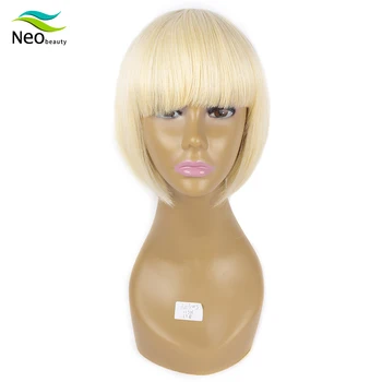 

613 wig bob wig with bangs human hair Blonde Remy Straight hair For Black Women