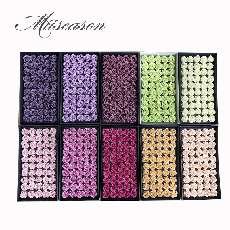 

Dia 3.5cm 50pcs Mini Cheap Soap Rose Heads Romantic Wedding Valentine's Day Gift Wedding Banquet Home Decoration Hand Flower Art
