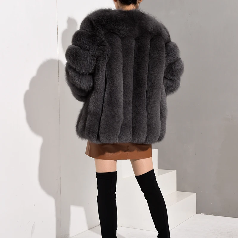Tatyana Furclub,, натуральный мех, пальто для женщин, модная, теплая, Лисий мех, куртка, толстая кожа, вертикальные полосы, женское, новинка, натуральный мех, пальто