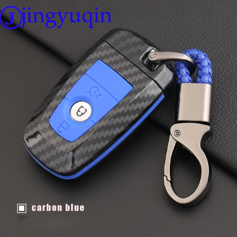 jingyuqin 3B Carbon Fiber Silicone Key Case Cover For Ford Mondeo 2017 Smart Key