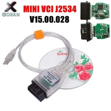Mini vci j2534 para toyota tis techstream v15.00.028 obd2 cabo de diagnóstico minivci ftdi ft232rl ft232rq MINI-VCI interface scanne