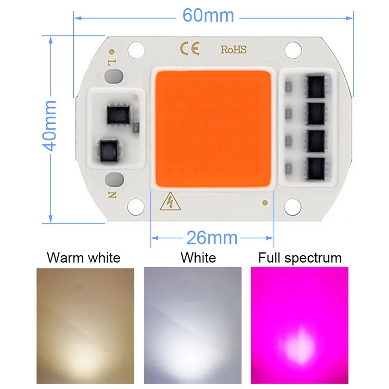 LED Grow COB Chip Phyto Lamp полный спектр AC220V 10 Вт 20 30 50 для комнатного выращивания растений и