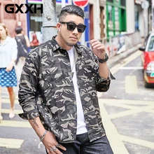 GXXH большие мужские рубашки военные XXL 3XL 4XL 5XL 6XL 7XL плюс размер большой хлопок длинный рукав осень мужская камуфляжная рубашка 140 кг