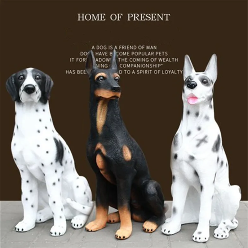 

Oversized Simulation Animal Dog Doberman & Dalmatian Art Craft Garden Window Decoration Action Figure Collectible Model Toy