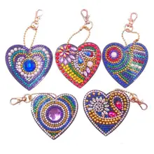 5d Diy Diamond Keychain With Special Diamond Heart Shape Keyring Custom Square/Round Diamond Painting Christmas Gift QC001