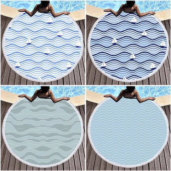 

Ocean Beach Towel Print Wave With Tassel Microfiber Large Bath Towel Boho Summer Yoga Mat Throw Blanket Toalha De Praia