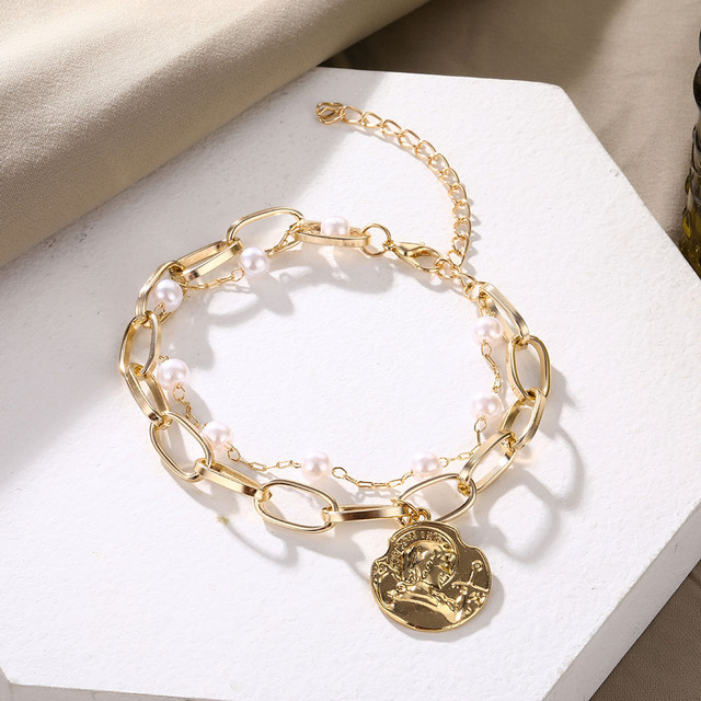 Baroque Pearl Coin Pendant Choker Necklace for Women Wedding Punk Bead Lariat Gold Color Long Chain Necklace Jewelry Gift