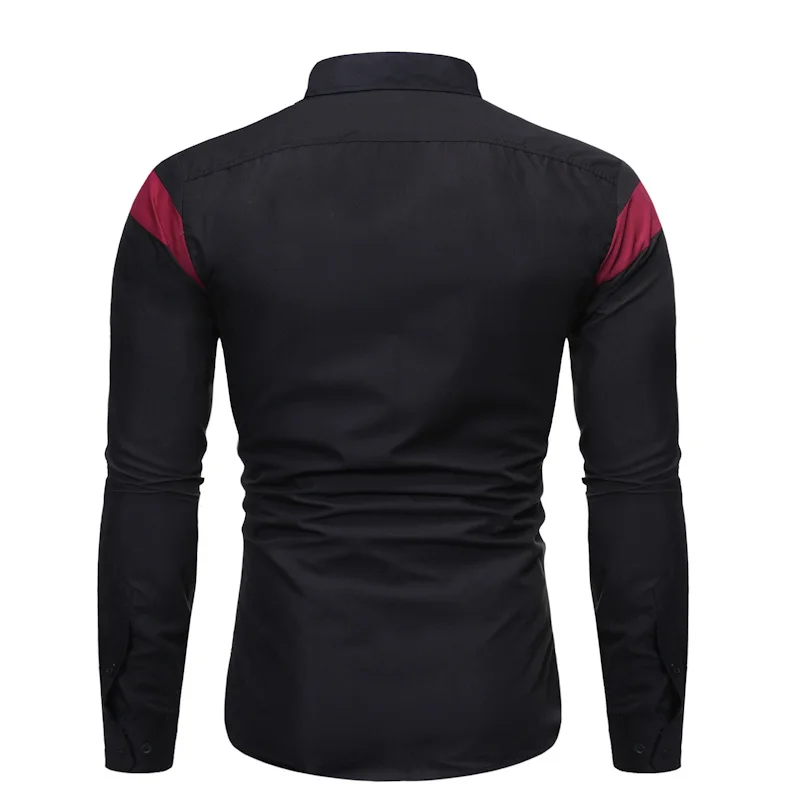 New Men's Casual Trend Shirt High Quality Long Sleeve Social Hawaii Hip Hop Shirt Colorblock Lapel Slim Men's Street Dress Shirt