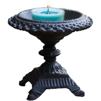 

Cast Iron Candlestick Retro Garden Tealight Candle Holders Table Tea Light Holder Courtyard Mumluk Decoration American FC299