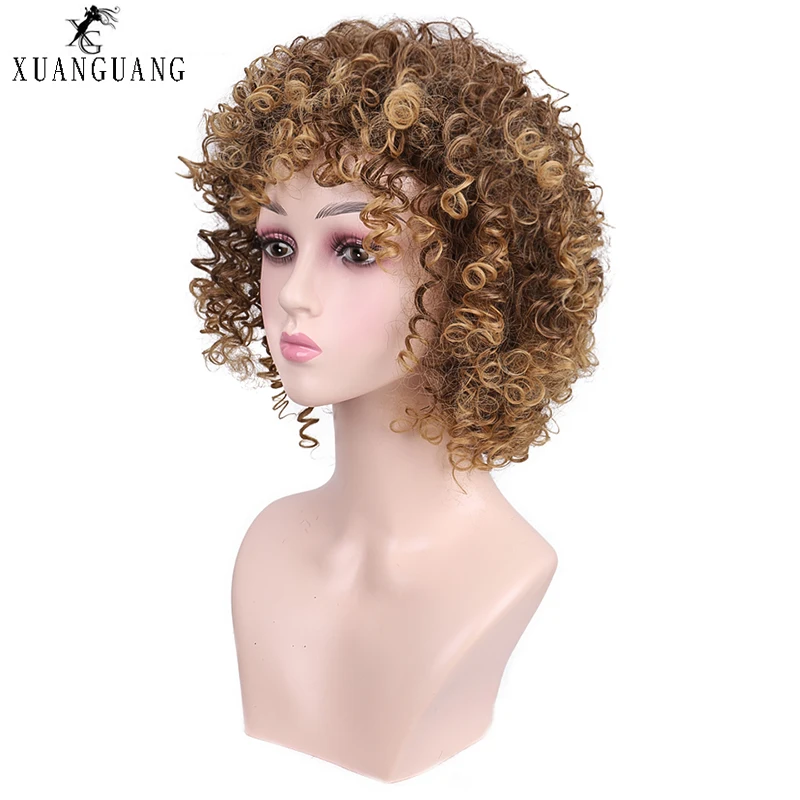Парик synthétique courtes perruques bouclées pour femmes; cheveux bruns волокна модная одежда по индивидуальному заказу, température смешанной couleur brune - Цвет: T27-33A