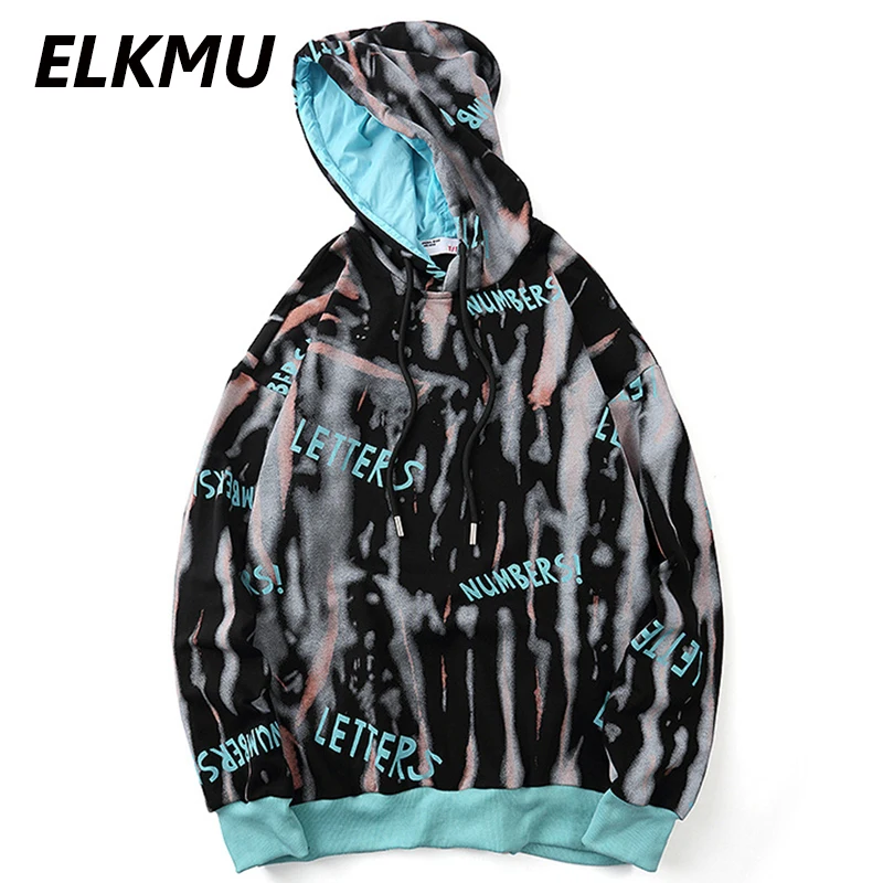 Толстовка ELKMU Мужская в стиле хип-хоп уличная одежда свитшот с принтом Tie Dye