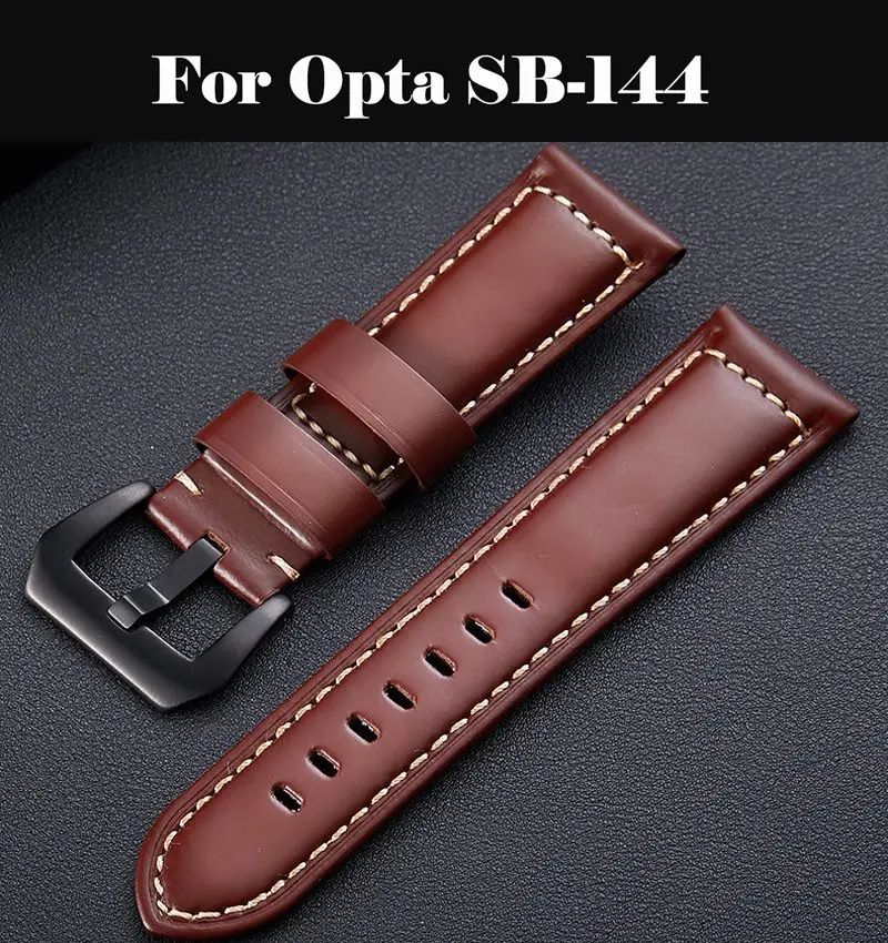 

Watch Band Strap Butterfly Pattern Genuine Leather Deployant Buckle Bracelet Brown Black Watchbands 15-23mm For Opta SB-144
