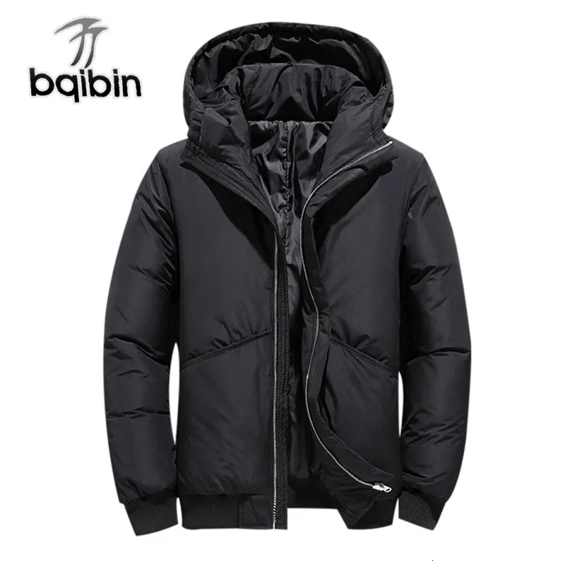 

Down Jacket Men Warm Winter Jacket Hooded Windbreaker Solid Color Down Coat Casual Men Parkas Outerwear J638