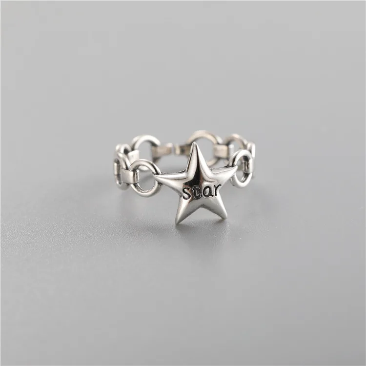 Bijoux, простой стиль, 925 пробы, серебряная звезда, кольца для женщин, подарки, большие Регулируемые кольца на палец