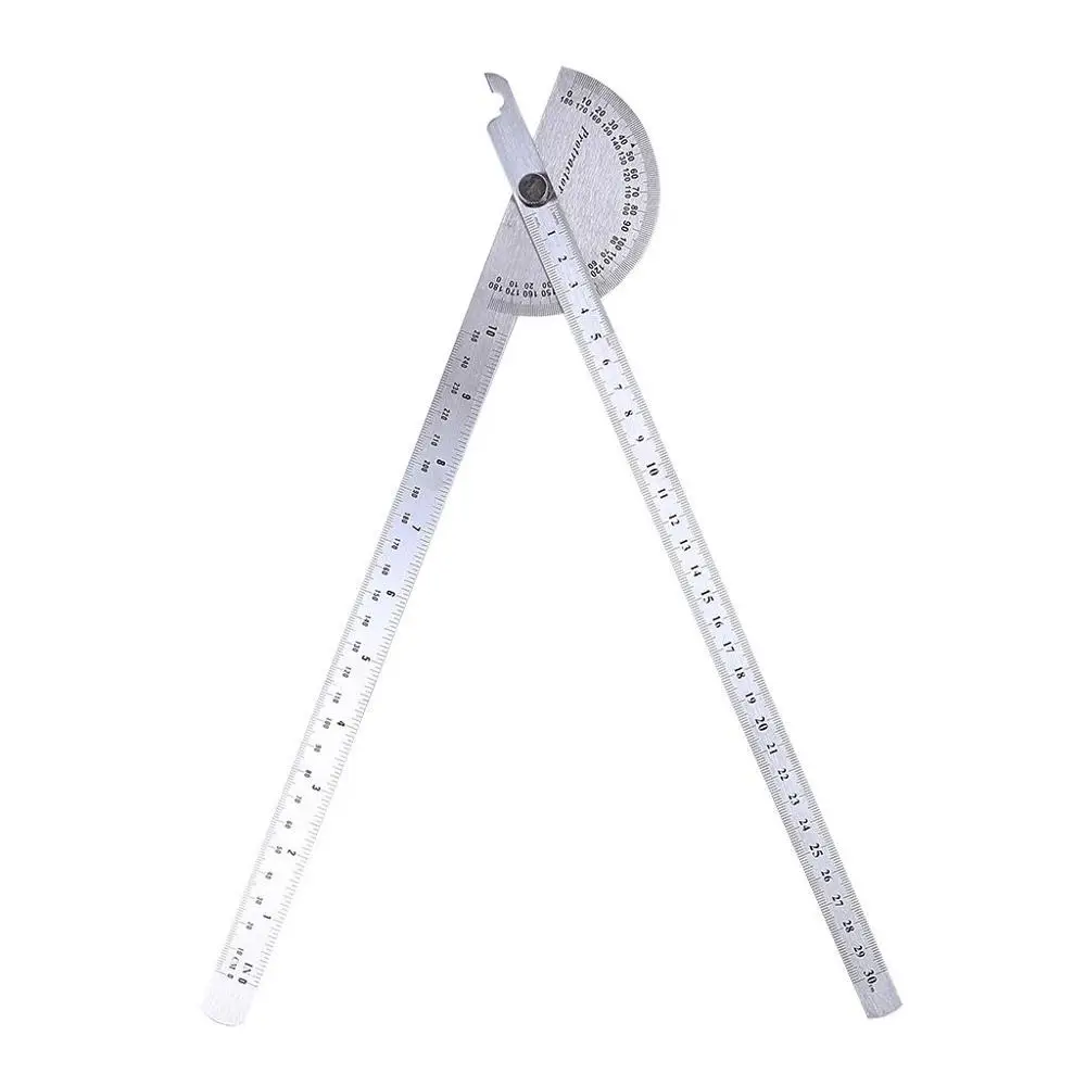 180 Degree 250 x 300mm Stainless Steel Adjustable Double-arm Angle Ruler with Round Head Rotary Protractor Tool goniometer 6
