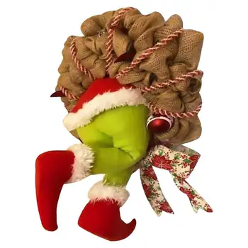 

1Pc Hanging Decor Adorable Creative Festive Portable Burlap Wreath Door Wreath Christmas Thief Wreath for Home Party