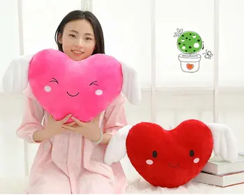 

Candice guo cute plush toy lovely angel wings happy heart soft cushion sofa pillow my love couple girl birthday Christmas gift