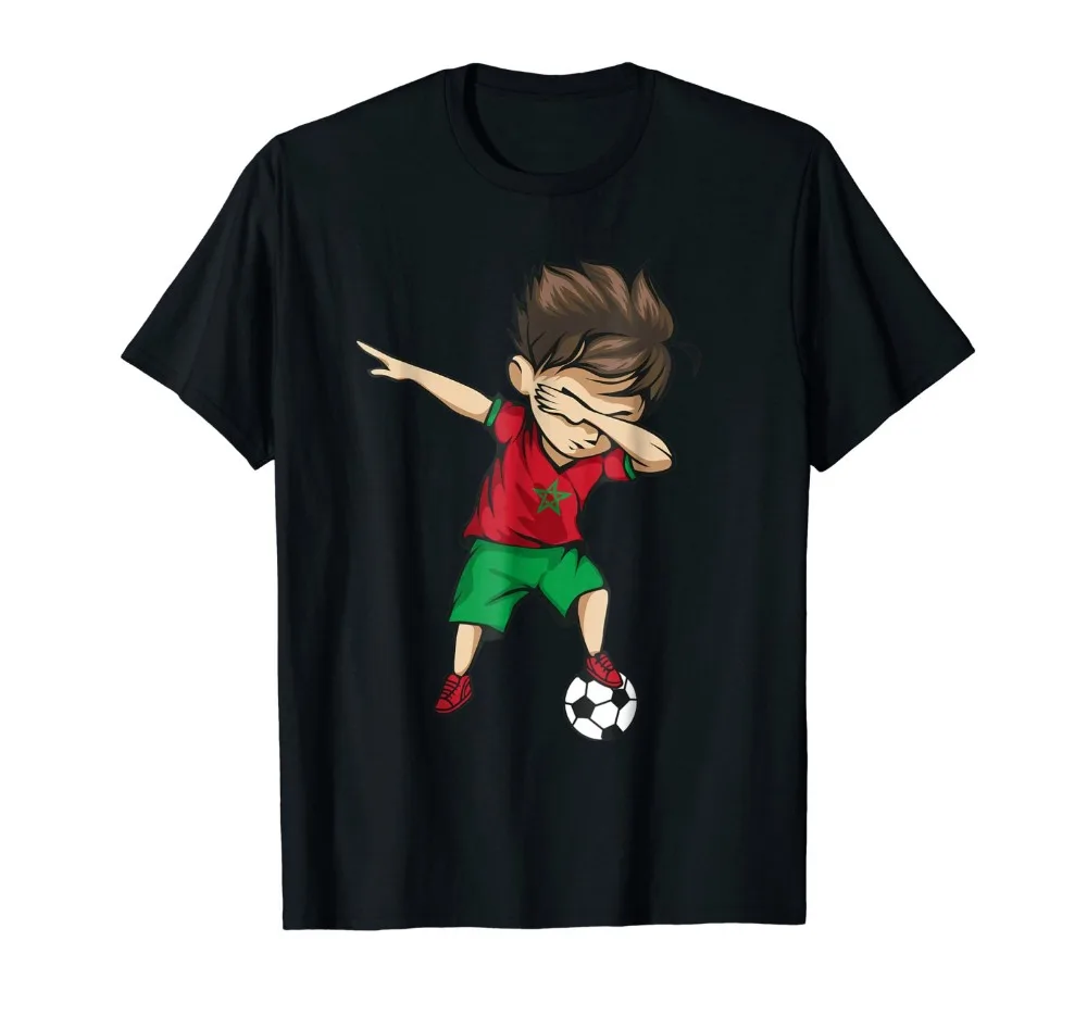 2019 Summer Normal Dabbing Soccerer Boy Morocco Jersey Shirt - Moroccan Footballer Casual Tee 100% Cotton Clothes | Мужская одежда