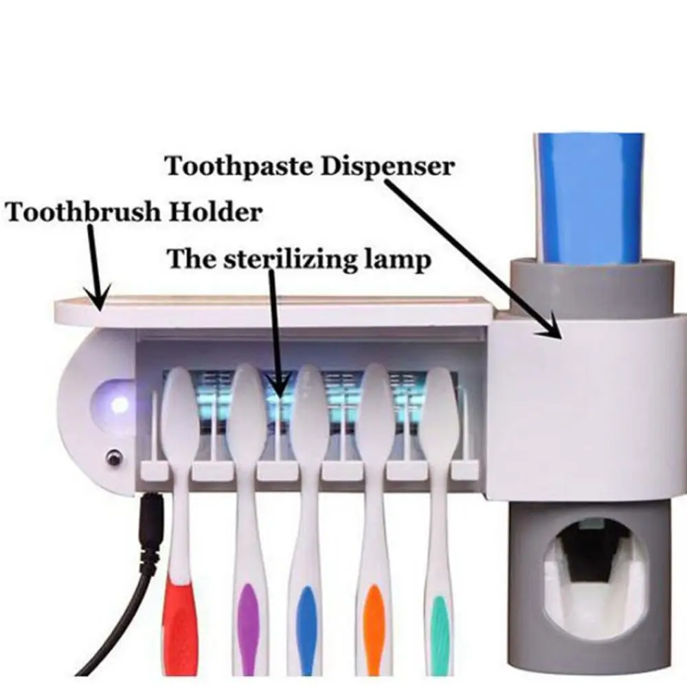 Стерилизаторы для зубных щеток с держателем для зубной пасты USB УФ-светильник стерилизатор для зубных щеток Держатель для зубных щеток Органайзер