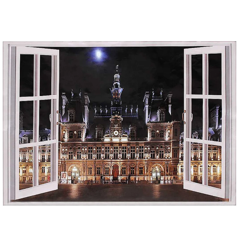 5d Scenery outside the window diamond embroidery full circle diamond painting Landscape with night lights home decoration